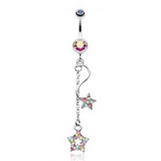 Shooting Vibrant Stars Belly Button Ring