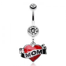 I Love 'MOM' Belly Button Ring