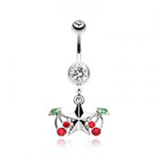 Rockabilly Cherries Cherry Nautical Star Belly Button Ring