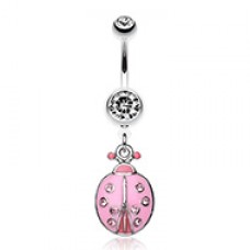 Adorable Ladybug Sparkle Belly Button Ring