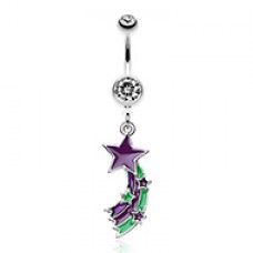 Retro Shooting Star Splash Belly Button Ring