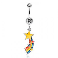 Retro Shooting Star Splash Belly Button Ring