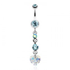 Cascading Prism Heart Belly Button Ring