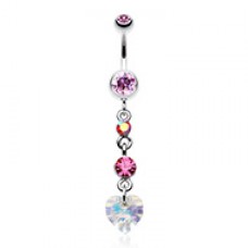 Cascading Prism Heart Belly Button Ring