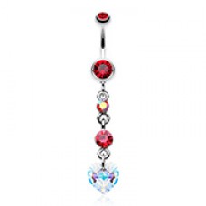 Cascading Prism Heart Belly Button Ring