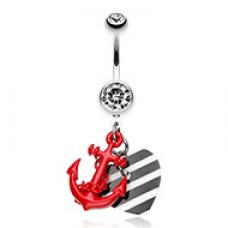 Vibrant Anchor Nautical Heart Belly Button Ring