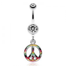 Rasta Stripe Peace Belly Button Ring