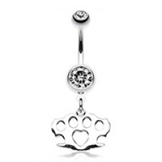 Brass Knuckle Heart Belly Button Ring