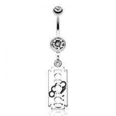 Brass Knuckles Razor Blade Belly Button Ring