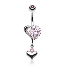 Romantic Double Heart with Star Belly Button Ring