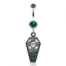 Skull & Crossbones Coffin Belly Button Ring