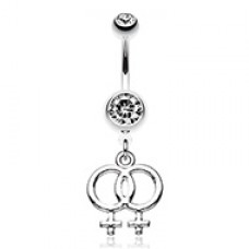 Double Female Symbol Gay Pride Belly Button Ring