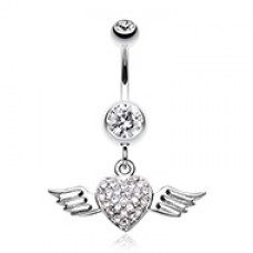 Angel Luster Heart Belly Button Ring