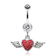 Angel Luster Heart Belly Button Ring