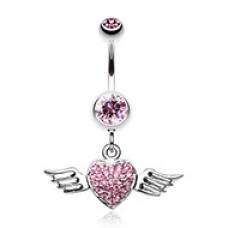 Angel Luster Heart Belly Button Ring