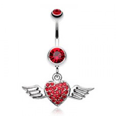 Angel Luster Heart Belly Button Ring