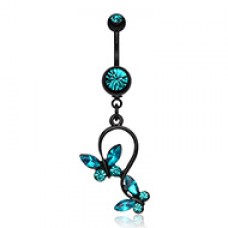 Blackline Butterfly Gem Loop Belly Button Ring