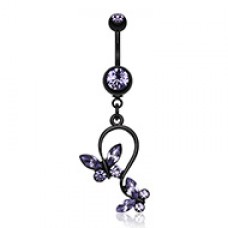 Blackline Butterfly Gem Loop Belly Button Ring