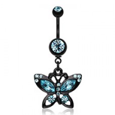 Blackline Butterfly Sparkle Belly Button Ring