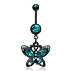 Blackline Butterfly Sparkle Belly Button Ring