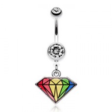 Prism Rainbow Diamond Belly Button Ring