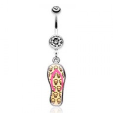 Skull Flip Flop Sandal Belly Button Ring
