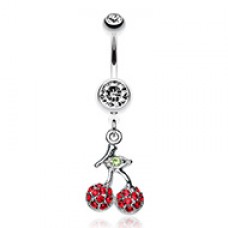 Shimmering Cherry Dangle Belly Button Ring