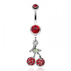 Shimmering Cherry Dangle Belly Button Ring