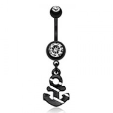 Blackline Nautical Stripe Anchor Dangle Belly Button Ring