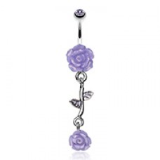 Shimmering Rose Vine Belly Button Ring