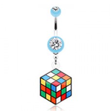 Retro Rubix Cube Belly Button Ring