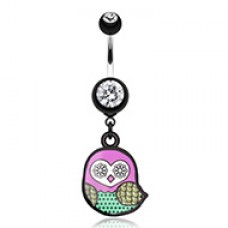 Patterned Owl Belly Button Ring