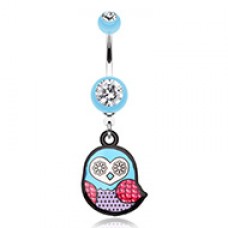 Patterned Owl Belly Button Ring