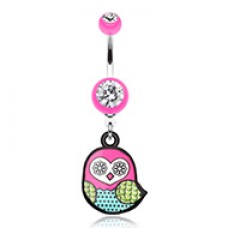 Patterned Owl Belly Button Ring
