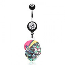 Dia De Los Muertos Retro Skull Belly Button Ring