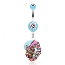 Dia De Los Muertos Retro Skull Belly Button Ring