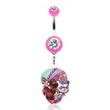 Dia De Los Muertos Retro Skull Belly Button Ring