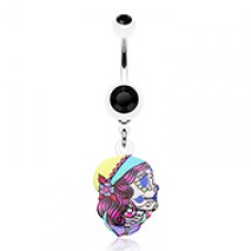 Dia De Los Muertos Retro Skull Belly Button Ring