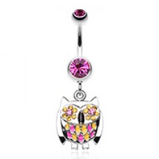 Baby Owl Sparkle Belly Button Ring