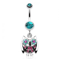 Baby Owl Sparkle Belly Button Ring