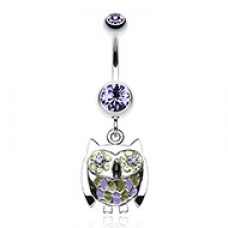 Baby Owl Sparkle Belly Button Ring