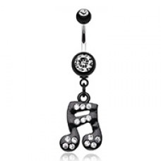 Sparkle Fun Music Note Dangle Belly Button Ring