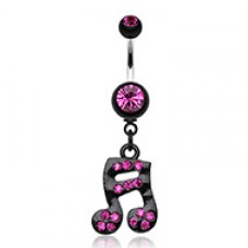 Sparkle Fun Music Note Dangle Belly Button Ring