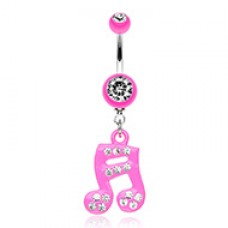 Sparkle Fun Music Note Dangle Belly Button Ring