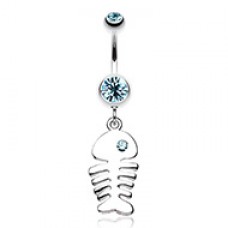 Jeweled Eye Fish Bone Belly Button Ring