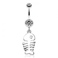 Jeweled Eye Fish Bone Belly Button Ring