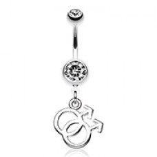 Double Male Symbol Gay Pride Belly Button Ring