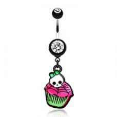Emo Skull Cupcake Belly Button Ring