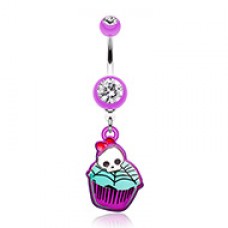 Emo Skull Cupcake Belly Button Ring