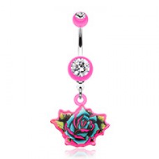 Retro Tattooed Rose Belly Button Ring